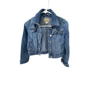 Roebuck & Co Girls Medium Wash Blue Denim Button Down Jean Jacket Medium 10/12